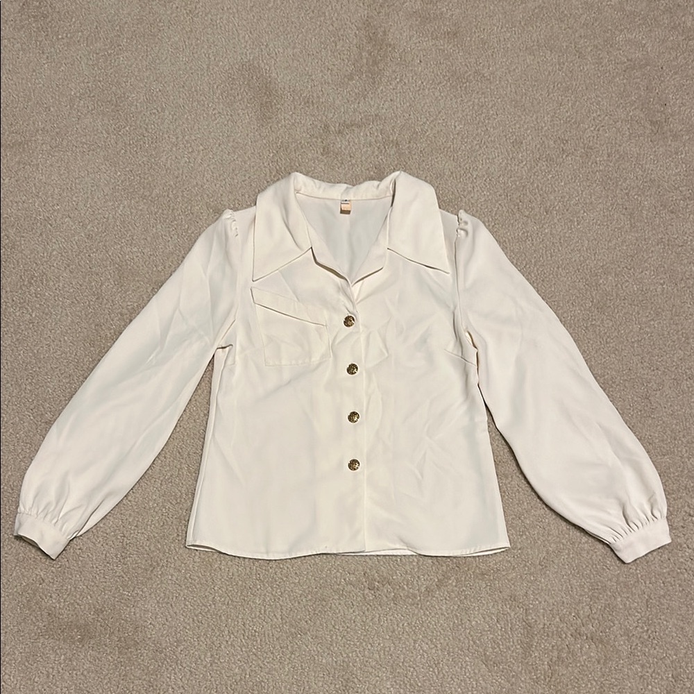 Elegant White Button-Up Women's Top